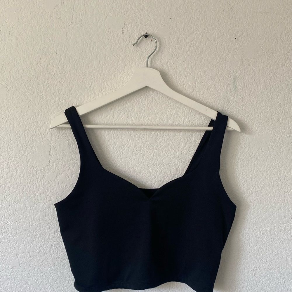 Express Black Body Contour Scalloped Crop Top Large